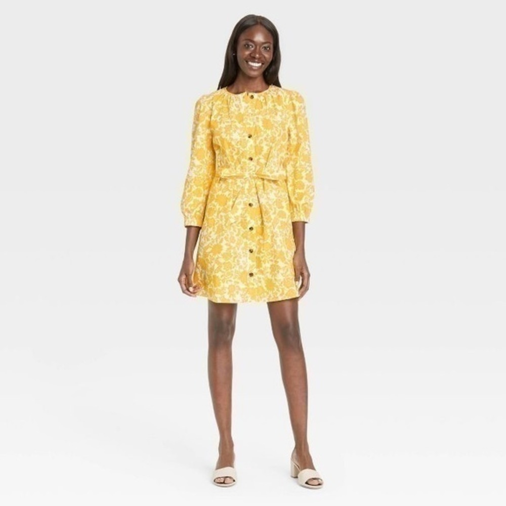 Who What Wear Yellow Floral Dress - Picture 3 of 5
